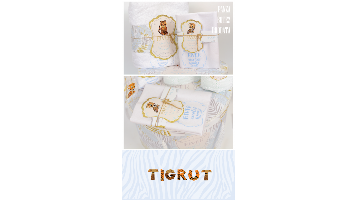 Trusou de botez cu broderie personalizata pentru baieti, Little tiger 11